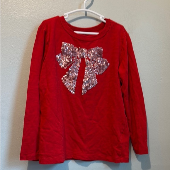 Crewcuts J. Crew Girls Small 6/7 Red Sequin Bow Kids Shirt - Picture 9 of 9